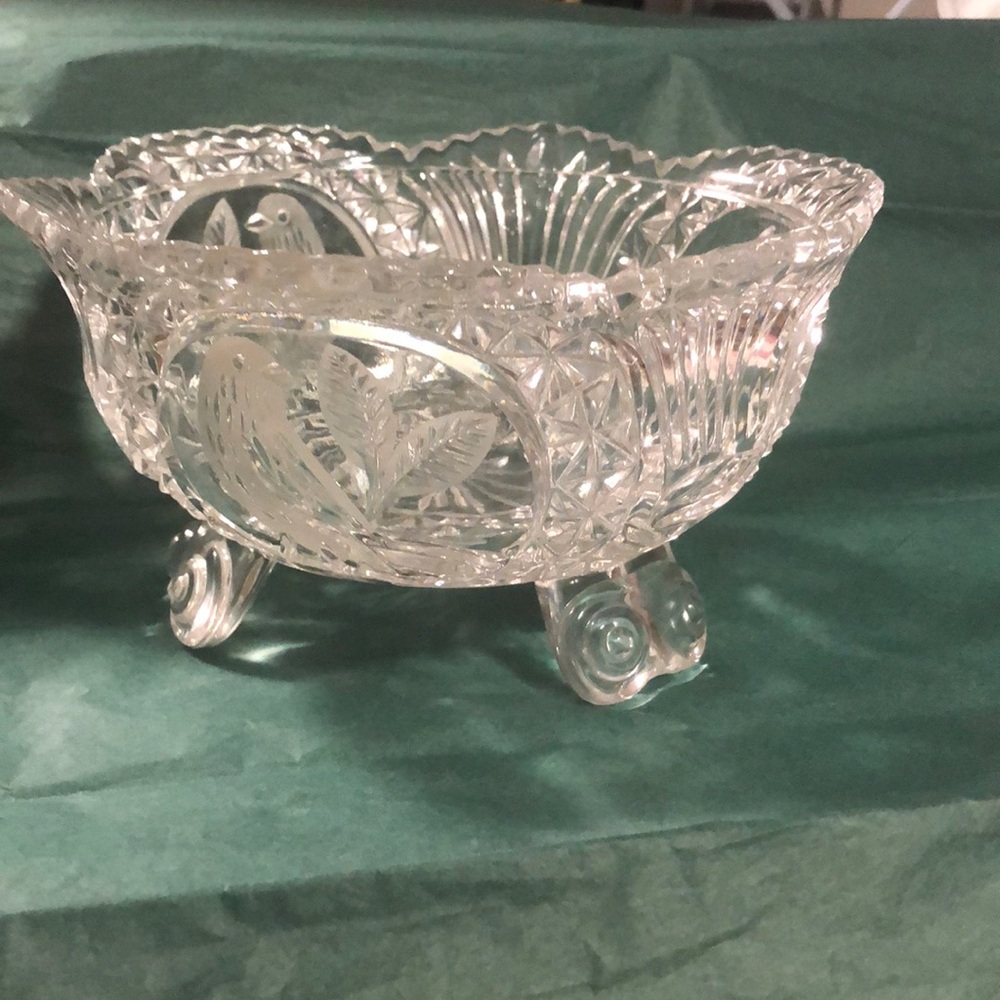 Crystal bowl approximately 7 inches in circumference.